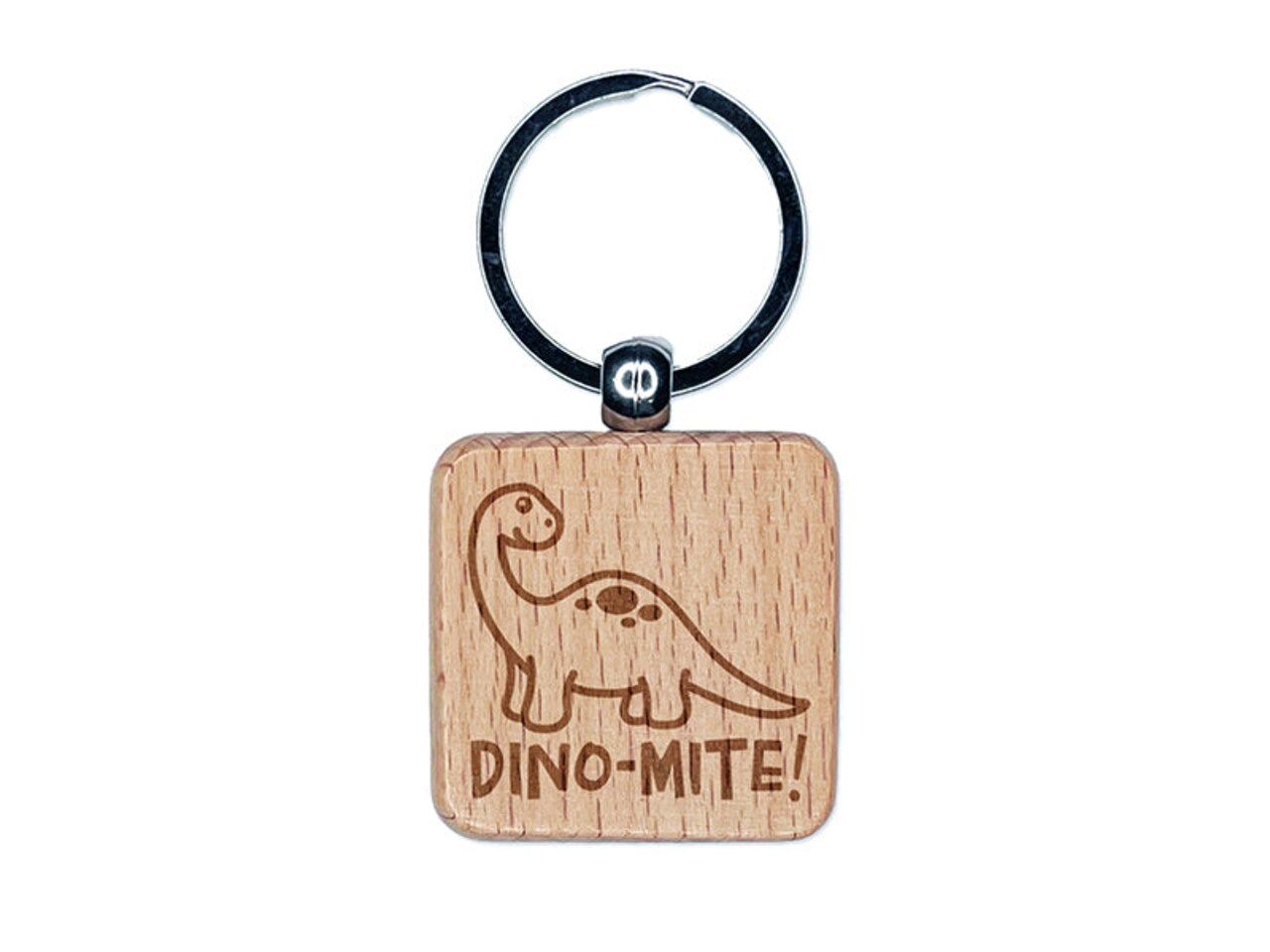 Dino-mite Dynamite Dinosaur Teacher School Recognition Engraved Wood Square Keychain Tag Charm